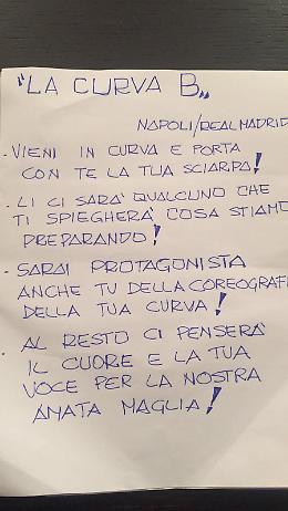 Napoli-Real, la Curva B prepara la maxi-coreografia