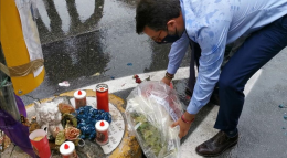 Salvini omaggia poliziotto ucciso, insulti da balconi 