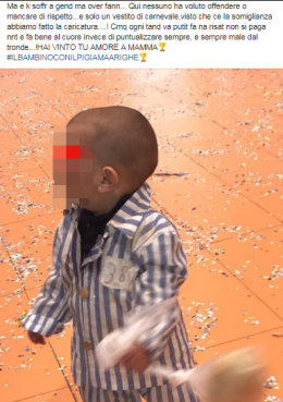 “Il bambino con il pigiama a righe” diventa maschera di Carnevale, choc a Napoli