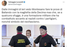 Montesano con maglia Decima Mas, Rai: «Fuori da Ballando con le stelle»