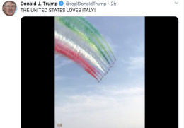 Trump posta le Frecce Tricolori: gli Usa amano l'Italia