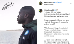 Koulibaly saluta Napoli: «Una storia d'amore puro»