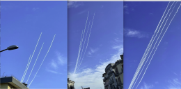 Nove jet in formazione nel cielo: sconcerto e allarme