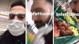 Coronavirus, si toglie la mascherina, sputa sulla frutta e ride: «Infettiamo»