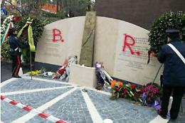 Moro, scritta Br sul monumento in via Fani