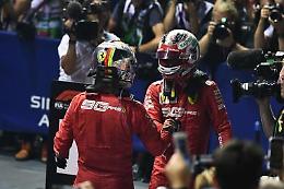Doppietta Ferrari a Singapore, Vettel vince davanti a Leclerc