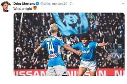 Mertens, fotomontaggio con Maradona per festeggiare 116 gol col Napoli