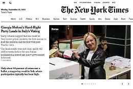 Elezioni 2022, Nyt: «Dall'Italia onda d'urto che volta pagina nella storia europea»"