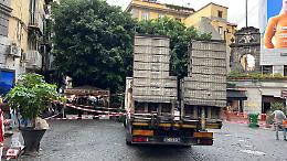Impalcatura crollata a Palazzo Cellammare, lavori in corso