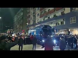 Napoli-Juve, l'arrivo degli azzurri al Maradona