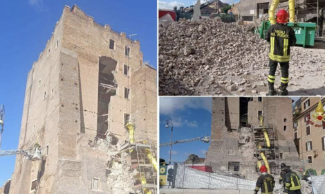 Crollata parte della Torre dei Conti ai Fori Imperiali: ferito un operaio
