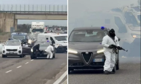 Assalto a portavalori, mezzi in fiamme e sparatoria